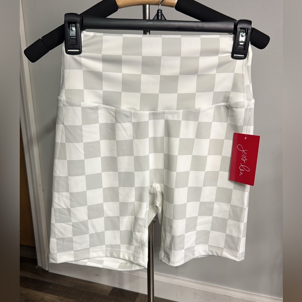 Jess Lea White Checkered Biker Shorts NWT Size Small